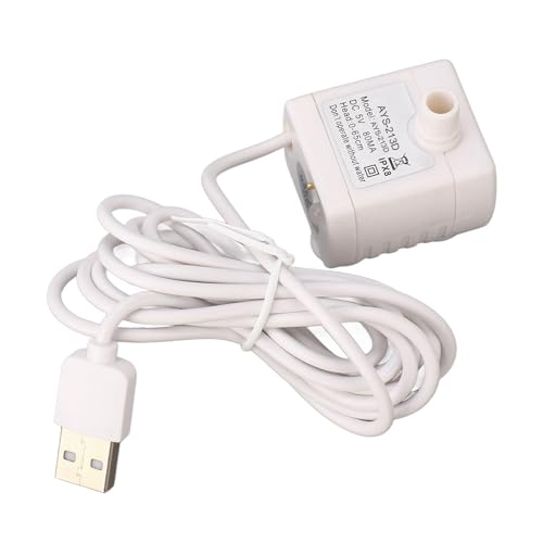 HilBeliFU Universelle Katzenwasserbrunnenpumpe, leise kleine Pumpe für Brunnen mit 148,3 cm langem Kabel, verstellbare multifunktionale Haustier-Wasserspenderpumpe mit 5 V USB-betriebener von HilBeliFU