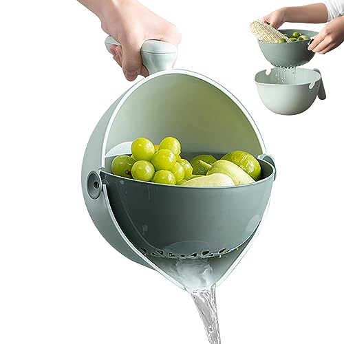 Colanders Lebensmittelsisten, Obstreiniger Schüssel 2L 90 ° rotierende Spinning Colander Griff Raumsparende Säure für Küche mit Entwässerungsloch für Gemüse Nudeln Colanders Lebensmittelsisten, Obstreiniger Schüssel 2L 90 ° rotierende Spinning Colander Griff Raumsparende Säure für Küche mit Entwässerungsloch für Gemüse Nudeln von Hilai
