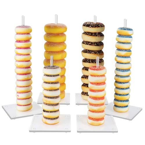 Donut Stand, Kuchenständer, Acryl Donut Ständer 6pcs 15 Zoll, 10 Zoll Bagelhalter klarer Donut Display Stand für Desserttisch, Hochzeit, Geburtstagsfeierdekoration von Hilai