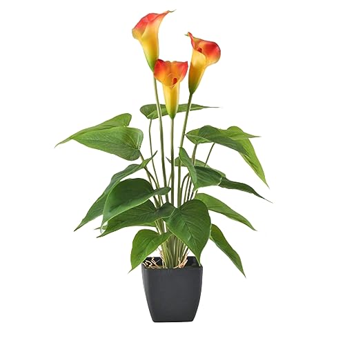 Gefälschte Pflanzen, künstliche Pflanzen, künstliche Topfpflanze gefälschte Calla Lilie für Innengarten im Freien in der Innenhöre Orange von Hilai
