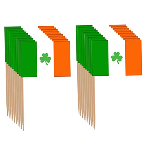 Hilai Cocktailstangen, irische Flagge Zahnstocher Shamrock Cake Topper Cocktail -Stick Flagge für Kuchendekor 100pcs Style33 von Hilai
