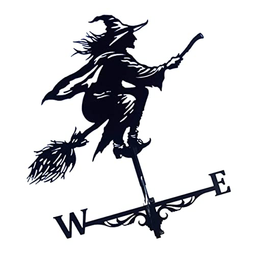 Hilai Wetterfahne für Garten, Hexe Metall Weathervane, Gartenanschluss Wind Richtungsanzeige Messwerkzeug mit Hexenmuster Ornament Dekoration für den Außenhof von Hilai