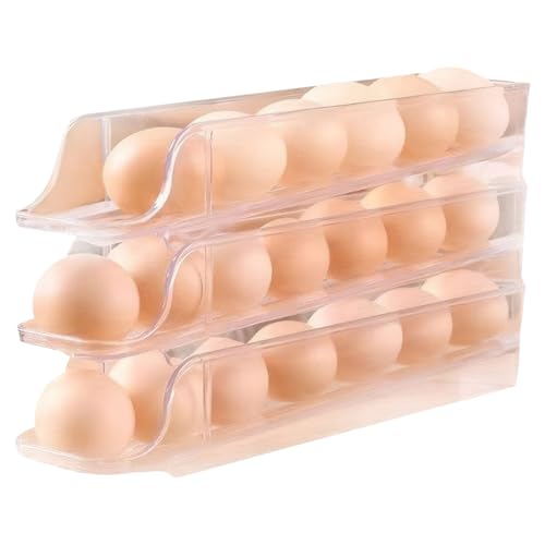 Kühlschrankaufkleber, Eierhalter für Kühlschrank 3 Stufe Eierschalen Stapelbare Eierspender hält 21 Eier automatisch Rollen klares Plastikkühlschrank Ei Organisatoren, Hauszubehör Kühlschrankaufkleber, Eierhalter für Kühlschrank 3 Stufe Eierschalen Stapelbare Eierspender hält 21 Eier automatisch Rollen klares Plastikkühlschrank Ei Organisatoren, Hauszubehör von Hilai