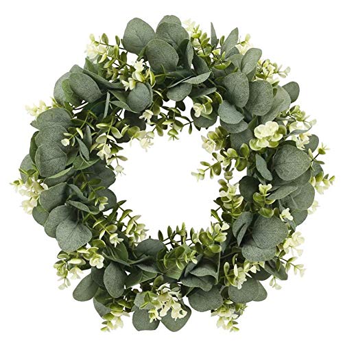 Künstliche Türkranz Deko, 30 cm Türkränze, Eukalyptus Künstliche Kranz, Pflanzenkranz Eukalyptus Blatt Kunststoff Pflanze Girlande für Heimtür Büro Wand Hochzeit Dekor für Frühling und Sommer von Hilai