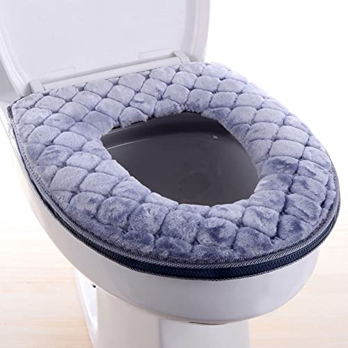 Hilai WC-Sitzbezug,Toilettensitzbezug, Badezimmerwärmer Toilettensitz-Cover-Pads, weiche WC-Sitzkissenwärmer waschbar WC-Sitz-Cover-Pads mit Reißverschluss wiederverwendbares Kissen für Wintergrau von Hilai