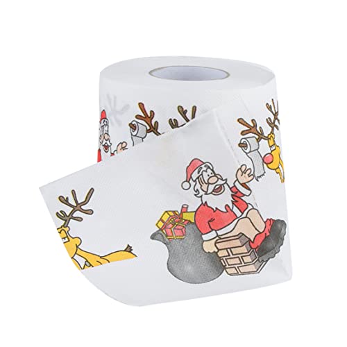 Weihnachts Toilettengewebe, Weihnachtstoilettenpapier Weihnachtsmann gedruckte Toilettenpapier Rollen Tissue Weihnachtszubehör für Badezimmer Dekor Festliche Party Dekor Neuheit Geschenke von Hilai