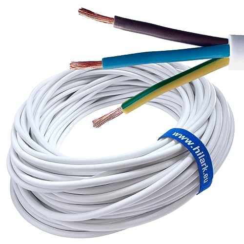 Hilark 10m Kabel PVC H05VV-F 3x2,5 mm² 3g2,5 mm² – Weiß von Hilark cable tech