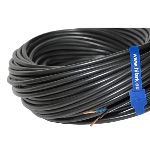 Hilark 2-adriges Kabel 1mm² PVC H05VV-F 2x1 mm2 100m Schwarz von Hilark cable tech