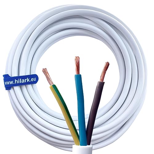 Hilark 30m Kabel PVC H05VV-F 3x1,5 mm² 3g1,5 mm² - Weiß von Hilark cable tech