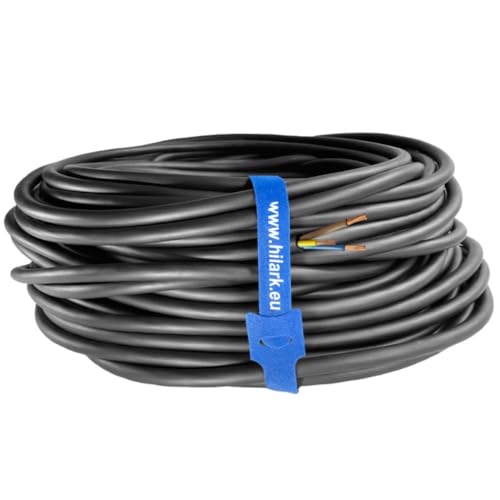 Hilark Kabel 3-Draht 1,5 mm2 H05RR-F 3x1,5 mm2 (3g1,5 mm2) 50m Schwarz von Hilark cable tech