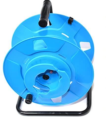 Hilark Leere reversible Blaue Kabeltrommel aus Kunststoff mit Griff IP44 250V 16A, robust und handlich, fasst bis zu 50 Meter Kabel von Hilark cable tech