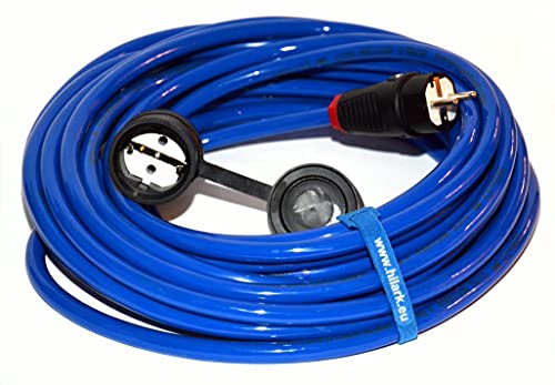 Hilark Verlängerungskabel blau H07BQ-F 3x2,5mm2 SCHUKO Stecker und Buchse (15 meter, Blau) von Hilark cable tech