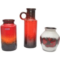3Er Set West Germany Keramikvasen Von Scheurich Und Ü-Keramik, 1970Er Jahre 3Er Set West Germany Keramikvasen Von Scheurich Und Ü-Keramik, 1970Er Jahre von HildehoffDesign