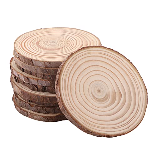 10 Stück Holzscheiben 12-13cm Holz Log Scheiben holzscheiben zum basteln Unvollendete Holzkreise aus Holz für Heimwerker Runde Naturholz Baumscheiben Holzscheiben Runde mit Rinde für Dekoration von Hileyu