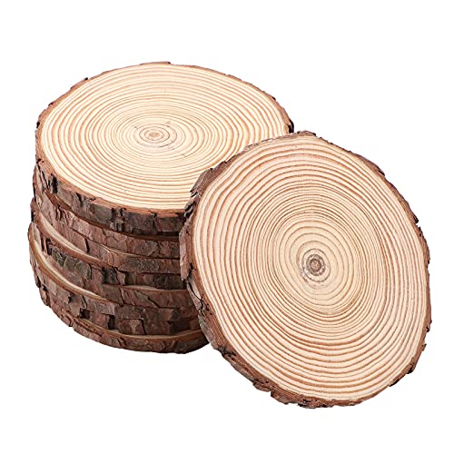 10 Stück Holzscheiben 14-15cm Holz Log Scheiben holzscheiben zum basteln Unvollendete Holzkreise aus Holz für Heimwerker Runde Naturholz Baumscheiben Holzscheiben Runde mit Rinde für Dekoration von Hileyu