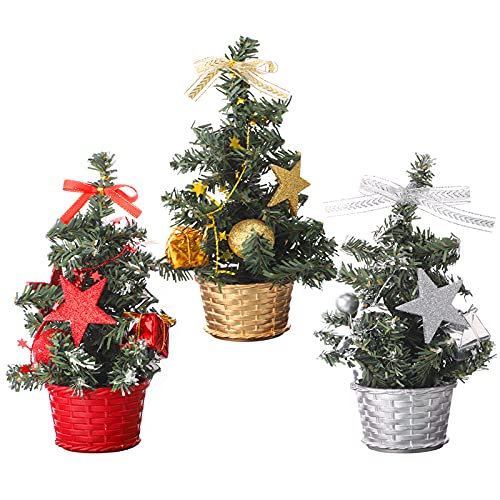 Hileyu 3 Stück Mini Künstlicher Weihnachtsbaum mit Ornamenten,20cm Tischplatte Weihnachtsbaum,8in Mini Desktop Weihnachtsbäume Dekoration für Weihnachten zu Hause,Bürodekor Hileyu 3 Stück Mini Künstlicher Weihnachtsbaum mit Ornamenten,20cm Tischplatte Weihnachtsbaum,8in Mini Desktop Weihnachtsbäume Dekoration für Weihnachten zu Hause,Bürodekor von Hileyu