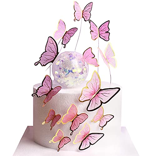 Hileyu 30 Stück Schmetterling Cupcake Topper Schmetterlinge Geburtstag Kuchendekoration Schmetterling Geburtstagstorte Topper Party Kuchen Dekorationen für Geburtstagsfeier Babyparty Hochzeitstag von Hileyu