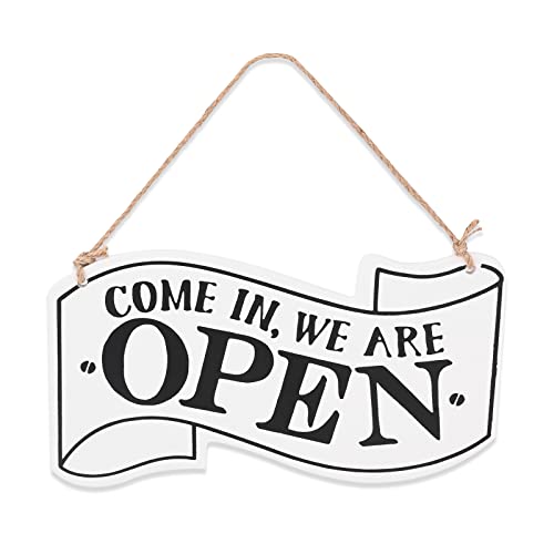 Open Closed Schild 14x25cm Dekoratives Holzschild Hängendes Holzschild der offenen Tür schließen Doppelseitiges Schild Come In We Are Open Come Again We Are Closed für Restaurant Coffee Shop Weiß von Hileyu