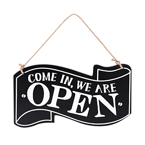 Open Closed Schild 14x25cm Dekoratives Holzschild Hängendes Holzschild der offenen Tür schließen Doppelseitiges Schild Come In We Are Open Come Again We Are Closed für Restaurant Coffee Shop Schwarz von Hileyu