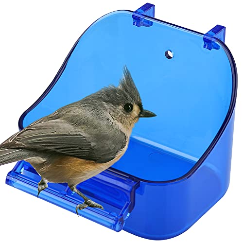 Vogel Badewanne Vogeltränke für Käfig Vogelbadebox Vogelbadewanne Vogelbox Papagei Badewanne Duschbox Vogelkäfig Zubehör Zubehör für kleine Vögel Kanarienvogel Wellensittich Papageien Crested Blau von Hileyu