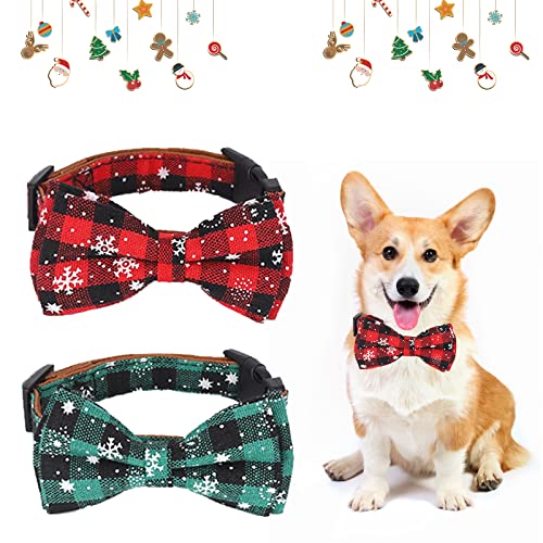 Weihnachten Hundehalsband Weihnachten Fliege Hundehalsband Weihnachten Klassische Karierte Halsbänder mit Schleife für Niedliche Mode Fliege Xmas Kostüm für Hunde Haustiere M von Hileyu