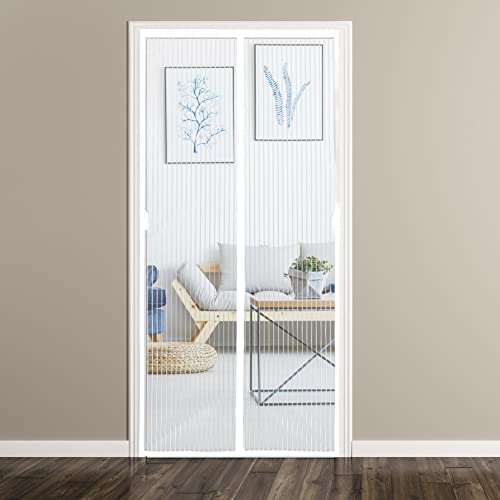 Hilftio Rollo tür fliegengitter 110X220cm Fliegengitter tür fliegennetz Fliegenschutz Vorhang fliegengitter Tür moskitonetz Terrasse, Weiß von Hilftio