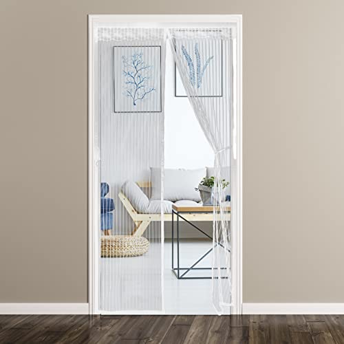 Hilftio Rollo tür fliegengitter 90X190cm Insektenschutz balkontür Fliegenschutz Vorhang fliegengitter Magnet mückengitter balkontür Schlafzimmer, Weiß von Hilftio