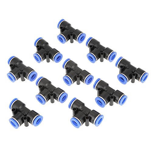 10 Stück Pneumatischer Anschluss, T-Stück 10mm 3/8 T-Typ Pneumatische Verbindungsstück Luftleitungsarmaturen Rohrverbindung von Hililand
