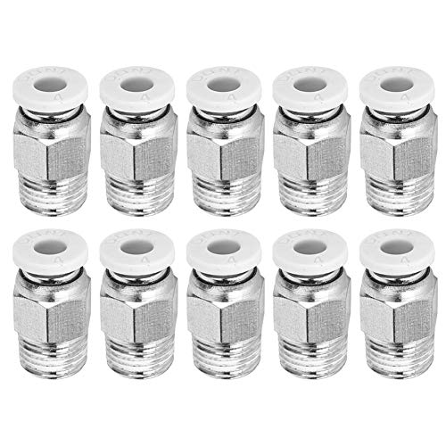 10 Stück gerade pneumatische Armaturen, silbernes M10-Gewinde PC4‑01 Push-to-Connect-Armaturen von Hililand