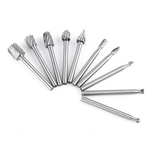 10 stücke Hartmetall Rotary Burr SET Schnellarbeitsstahl Grate Rotary Dateien Holzbearbeitung Carving Werkzeugsatz für Dremel, Holz-, Carving, Gravieren, Bohren Rotary Tools1/8 inch Schaft von Hilitand