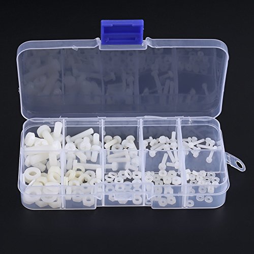 150 Stück M2 M2.5 M3 M4 M5 Nylon Sechskantmuttern Nylon Sechskantmutter Kits für Maschinen Hardware Fastener, weiße Farbe von Hilitand