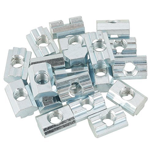 20pcs Nutensteine Standard-Gleitmutter verzinkter Kohlenstoffstahl Schiebe T Nut Mutter für Aluminiumprofil Zubehör(T-Nut-Muttern Typ 40 M8) von Hilitand