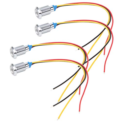 4 Sätze Common Anode Round LEDs, 10 mm vorverdrahtete zweifarbige LED Wasserdichte Kontrollleuchte 12-24V(Rot und gelb) von Hililand