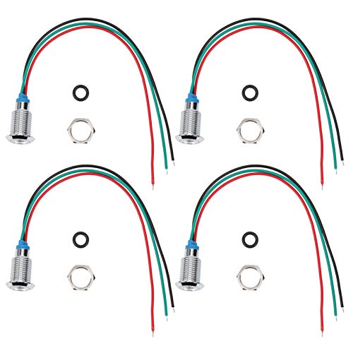 4 Sätze Gemeinsame Kathodenelektrode Round LEDs, 10 mm vorverdrahtete zweifarbige LED Wasserdichte Kontrollleuchte 3-6V(Rot und Grün) von Hililand