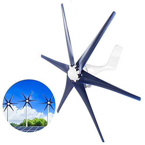 6 Blatt Professionelle Windkraftanlagen Kleiner Windmühlen-Generator 800W Industriemaschinen-Maschinen-Wind-Generator-Kit(blau 12V) von Hililand