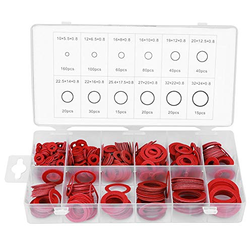 600pcs Red Vulcanized Fiber Gasket Dichtung Red Steel Paper Sorting Kit Rundes Isolierpapier von Hililand