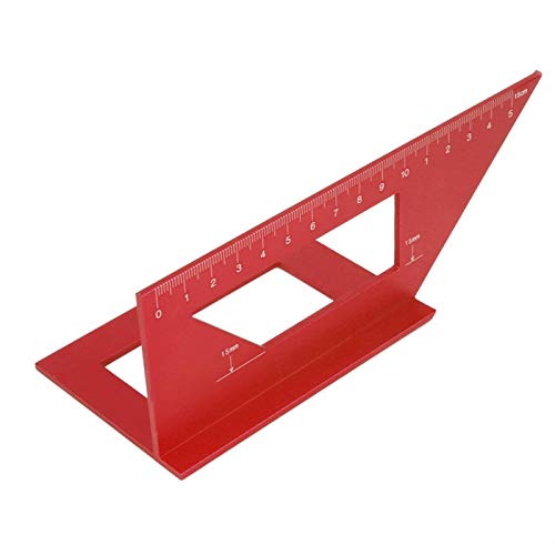 Aluminum Alloy Saddle Layout Square Gauge, Multifunctional 45/90 Degree Angle T Ruler 3D Mitre Angle Woodworking Measuring Tools(rot) von Hililand