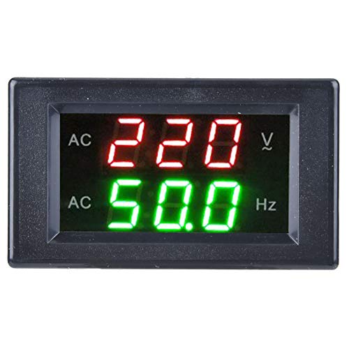 Frequenzmesser, Messgerät für Voltmeter, AC, digital, doppelte LED-Anzeige, Generator, Spannungsfrequenzmesser (schwarz) von Hilitand