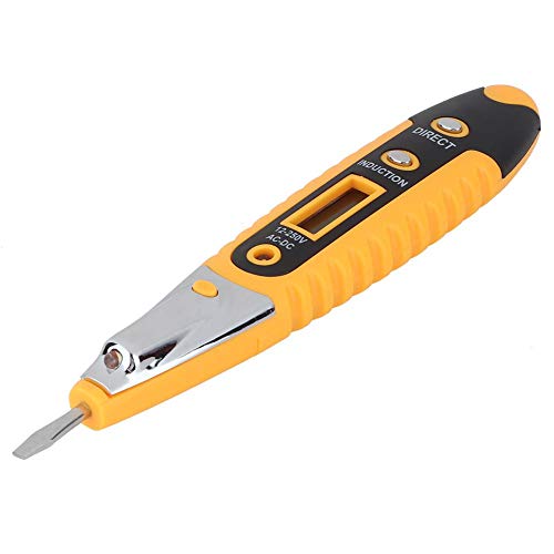 VD700 Elektrischer Teststift, Spannungsprüfer Stift LED HD Display Erkennen mit Nachtaugenlampe AC/DC 12-250V(Yellow),Andere Leitungen und Sonden von Hilitand