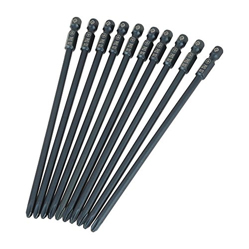 10 pcs150mm Schraubendreher Lange Kreuzschlitzschraubendreher-bits Set S2 1/4 inch Sechskantschaft PH2 Magnetische Schraubendreher Bits Set Werkzeug von Hilitand