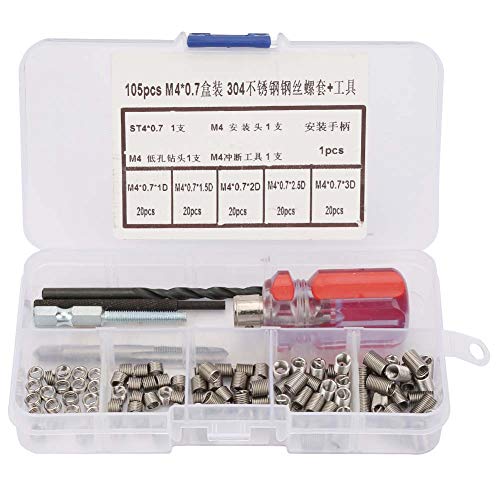 105 stücke Gewindeeinsätze Reparatursatz Edelstahl Typ Draht Insert Installation Set(M4*0.7) von Hililand