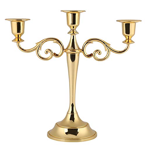 2 Farben 3 Arme Kerzenhalter Europäischen Stil Leuchter Hochzeit Kerzenhalter Home Dekoration Metall Freunde und Familie (Gold) von Hilitand