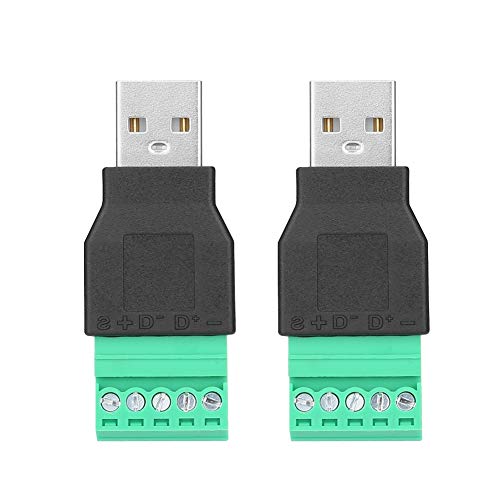 2 x USB-Stecker A, 5-poliger Schraubanschluss-Adapter Anschluss USB-zu-USB-Adapter von Hilitand