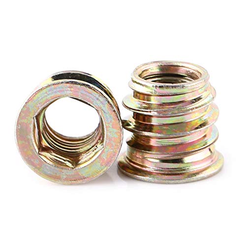 Hilitand 20-Pack Verzinkter Kohlenstoffstahl Innensechskant-Einschraubmutter M8x13mm für Holzmöbel & Holzverbindungen | Möbelmontage Schraubmuttern für Holzarbeit von Hilitand