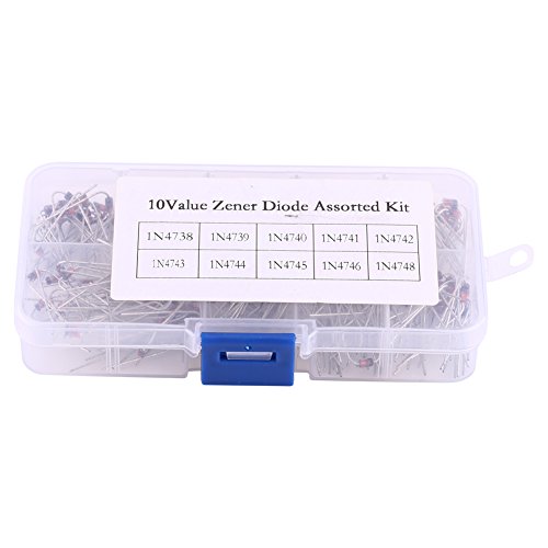 200 Stück 10 Werte spannungsgeregeltes Zenerdioden-Sortiment Elektronik-Kit 1N4738~1N4748 mit Aufbewahrungsbox von Hilitand