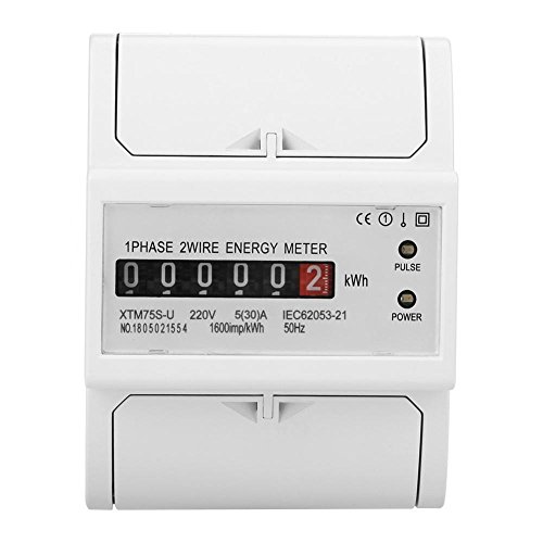 1-Phasen-Digitalenergiezähler DIN-Schiene Stromzähler 220 V Digital Stromzähler 2 Draht 4 P, XTM75S-U Stromzähler KWh Meter(5(30) A),Timer von Hilitand