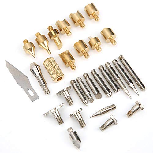 28pcs Holzofen Stiftspitzen Brandmalerei Handwerk Werkzeug Solder Copper + Iron Tips,Lötkolbenspitze/Heizkern/Lötkolbenspitze von Hilitand