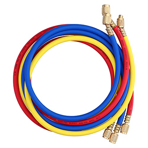 3Pcs Kältemittel Füllschlauch, 1/4" Standard Schläuche Set CT‑360RYB‑H（R410）1,5 Meter AC Ladeschlauch Schlauch von Hilitand