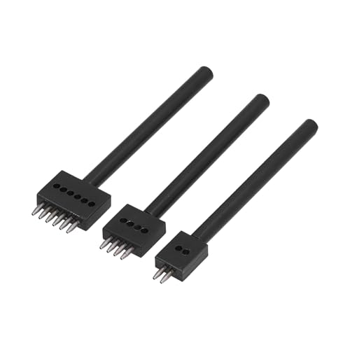 3pcs Leder Zinkenstanzer Werkzeugsatz, 2/4/6 Kohlenstoffstahl Zinkenreihe Rundschnitt Rundlocher für Lederhandwerk(Teeth 4mm),Andere Percussion-Tools von Hilitand