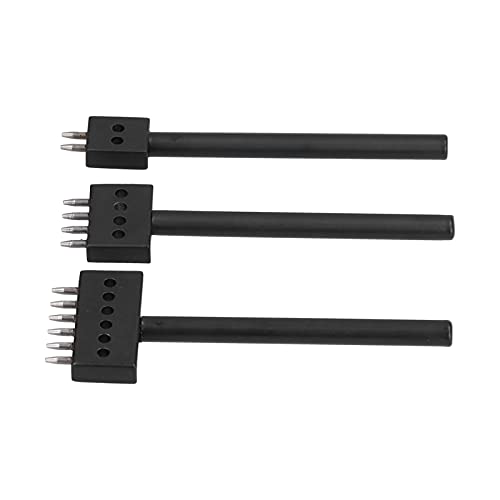 3pcs Leder Zinkenstanzer Werkzeugsatz, 2/4/6 Kohlenstoffstahl Zinkenreihe Rundschnitt Rundlocher für Lederhandwerk(Teeth 6mm),Andere Percussion-Tools von Hilitand